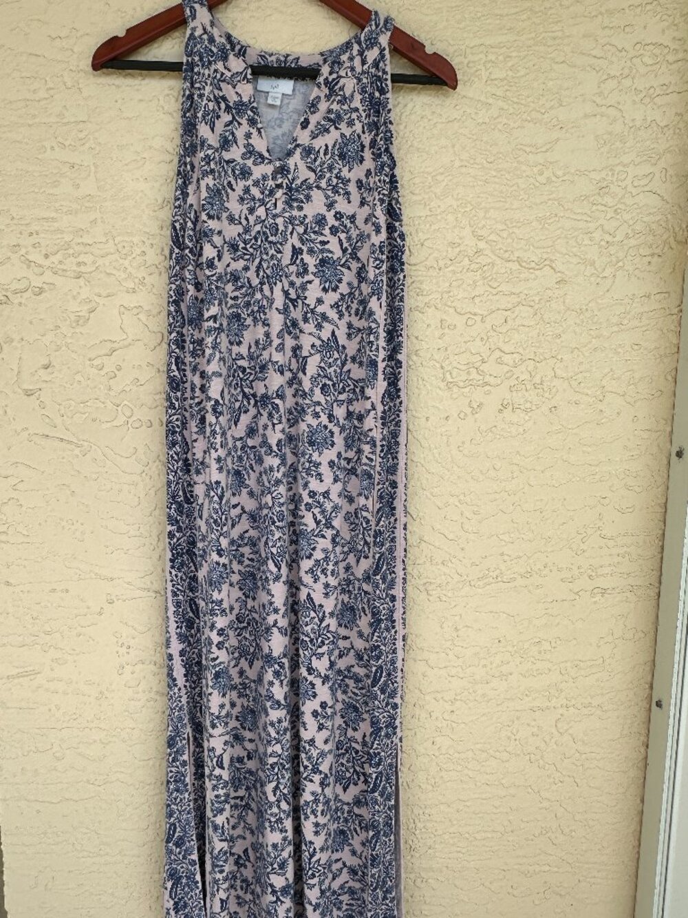 J.Jill Island Breeze Maxi Dress XS Petite Pink Blue Floral Coastal